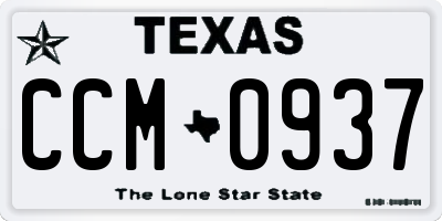 TX license plate CCM0937