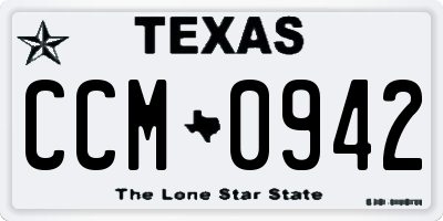 TX license plate CCM0942