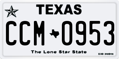 TX license plate CCM0953