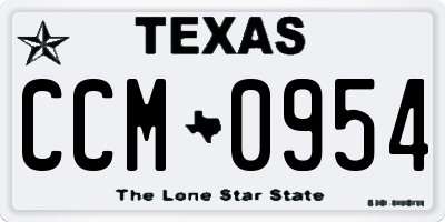 TX license plate CCM0954