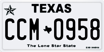 TX license plate CCM0958