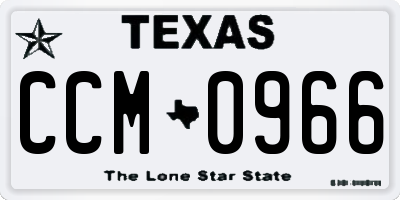 TX license plate CCM0966