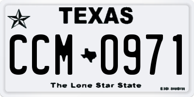 TX license plate CCM0971