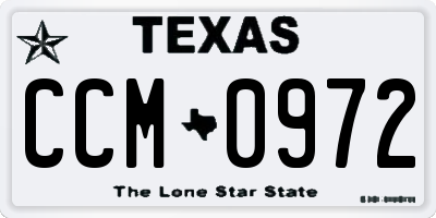 TX license plate CCM0972