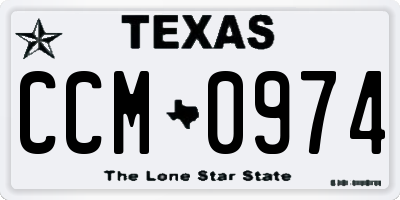 TX license plate CCM0974