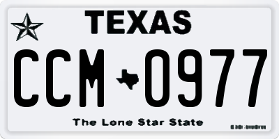 TX license plate CCM0977