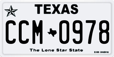 TX license plate CCM0978