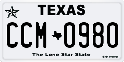 TX license plate CCM0980