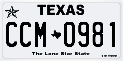 TX license plate CCM0981