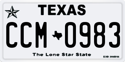 TX license plate CCM0983