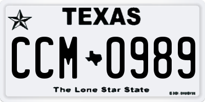 TX license plate CCM0989