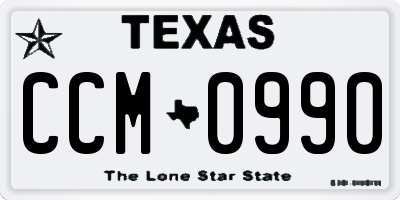 TX license plate CCM0990