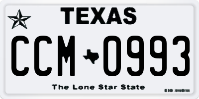 TX license plate CCM0993