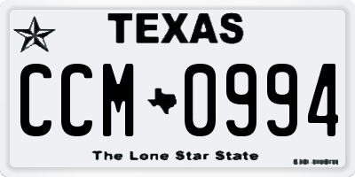 TX license plate CCM0994