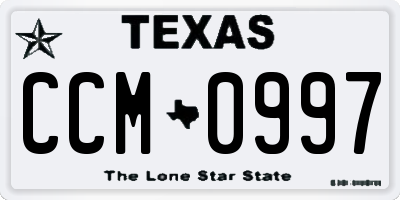 TX license plate CCM0997