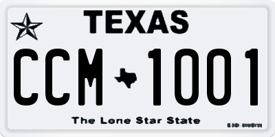 TX license plate CCM1001