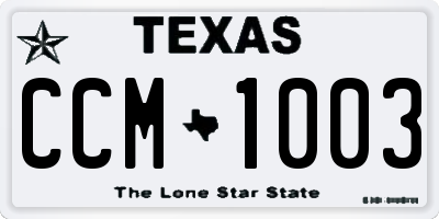 TX license plate CCM1003