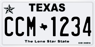 TX license plate CCM1234