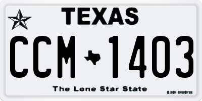 TX license plate CCM1403