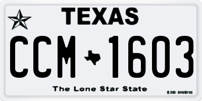 TX license plate CCM1603