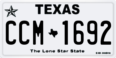 TX license plate CCM1692