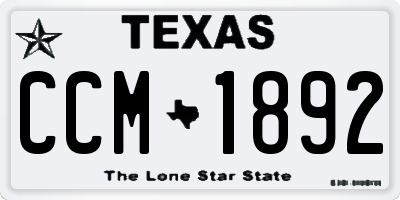 TX license plate CCM1892