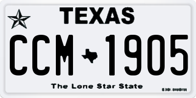 TX license plate CCM1905