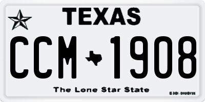 TX license plate CCM1908