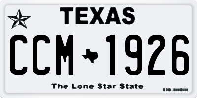 TX license plate CCM1926