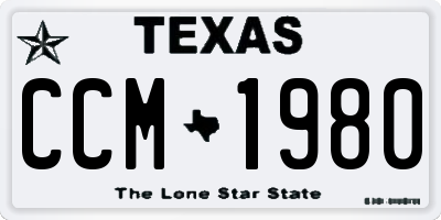 TX license plate CCM1980
