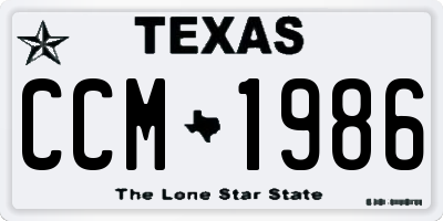 TX license plate CCM1986
