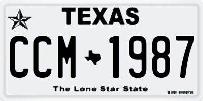 TX license plate CCM1987