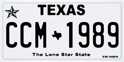 TX license plate CCM1989