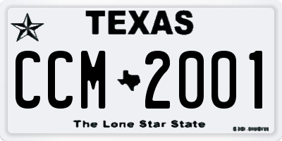 TX license plate CCM2001