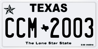 TX license plate CCM2003