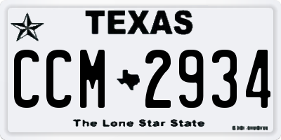 TX license plate CCM2934