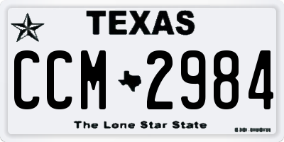 TX license plate CCM2984