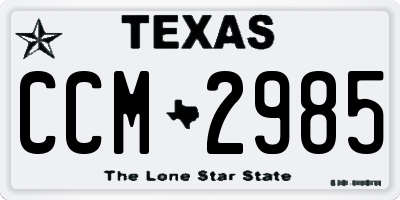 TX license plate CCM2985