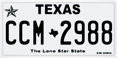 TX license plate CCM2988