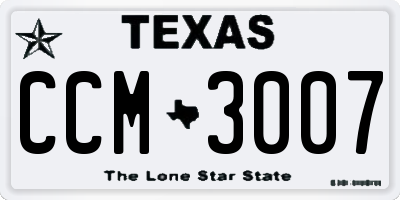 TX license plate CCM3007