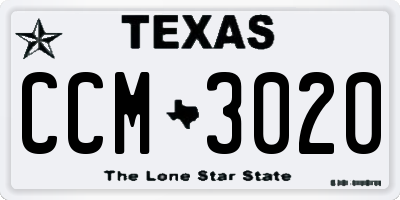 TX license plate CCM3020