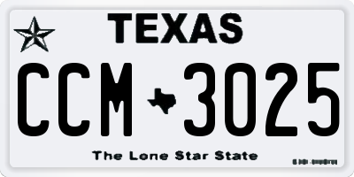 TX license plate CCM3025