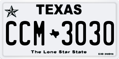 TX license plate CCM3030