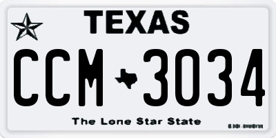 TX license plate CCM3034