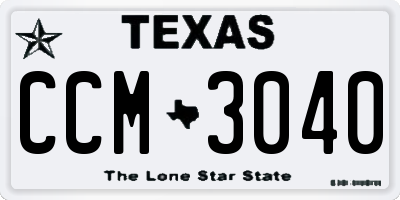 TX license plate CCM3040