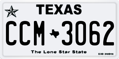 TX license plate CCM3062