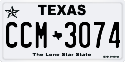 TX license plate CCM3074