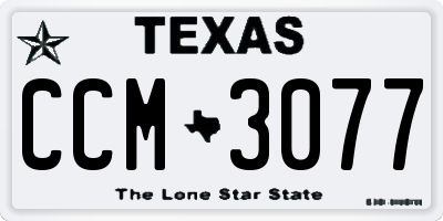 TX license plate CCM3077