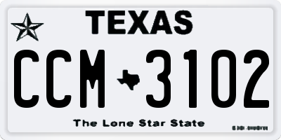TX license plate CCM3102