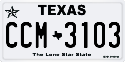 TX license plate CCM3103